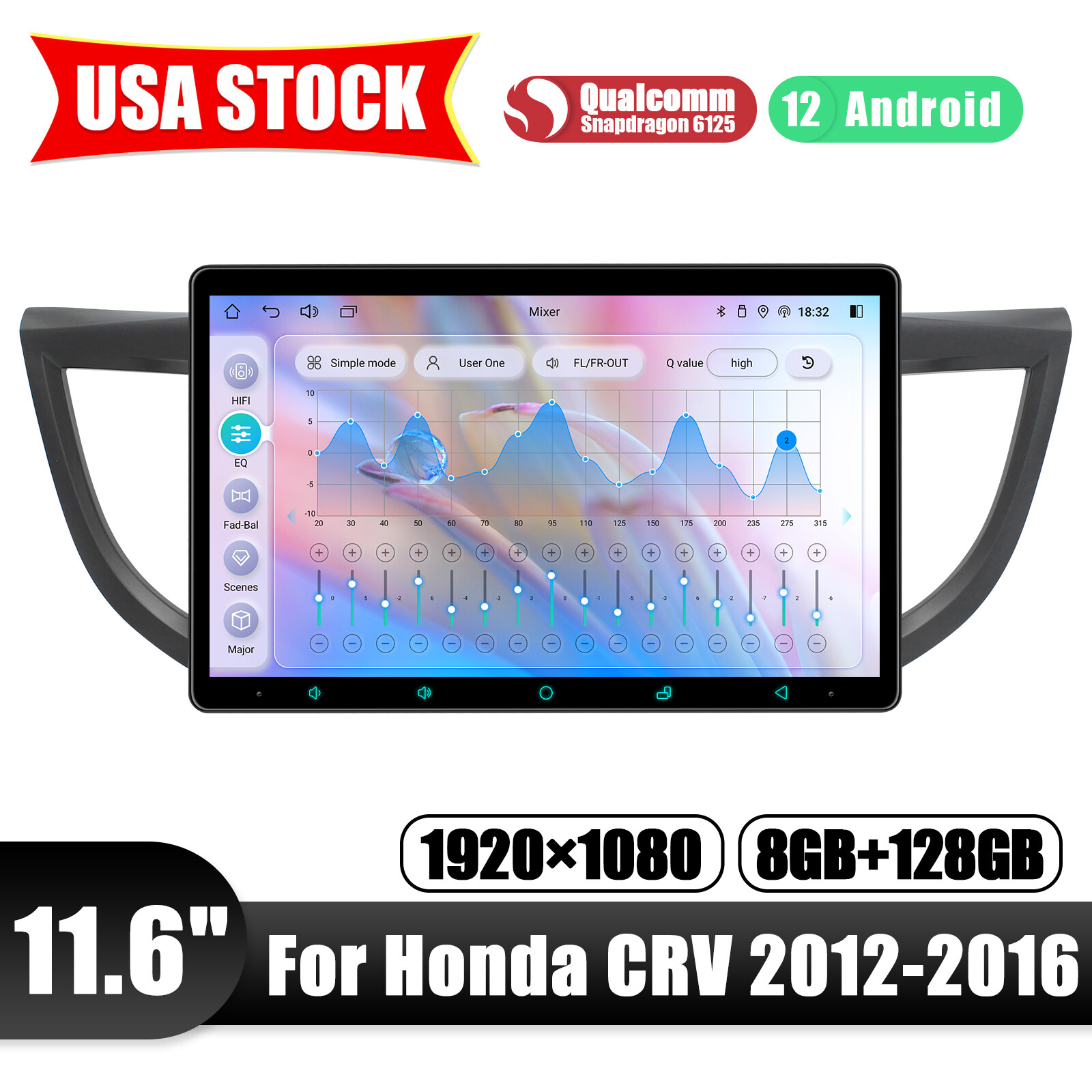 For 2012-2016 Honda CR-V JOYING 11.6 Inch Android 12 Car Radio Headunit 8+128GB