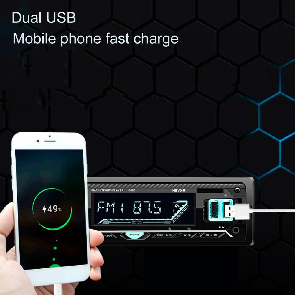 Car Radio MP3 Player Bluetooth AUX IN Audio Dual USB Fast Charging Hands-free