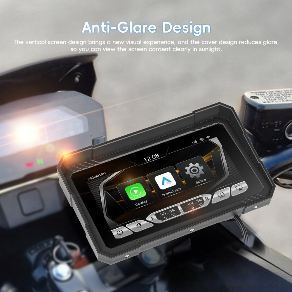 5″ Waterproof Motorcycle Portable Wireless Apple Carplay Android Auto Car Stereo