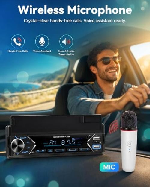 Single DIN Car Stereo Bluetooth Car Radio with FM/MP3/AUX Dual USB SWC P2