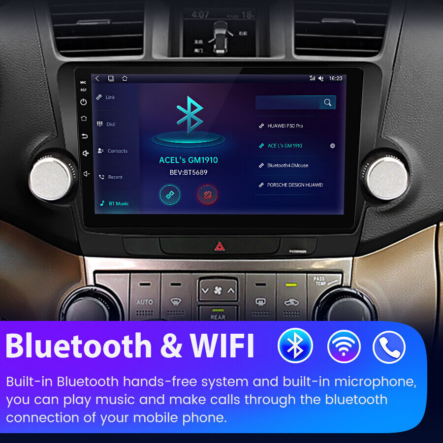 For Toyota Highlander 2008-2013 Android 13 Car Radio JBL Support Backup Cam SWC