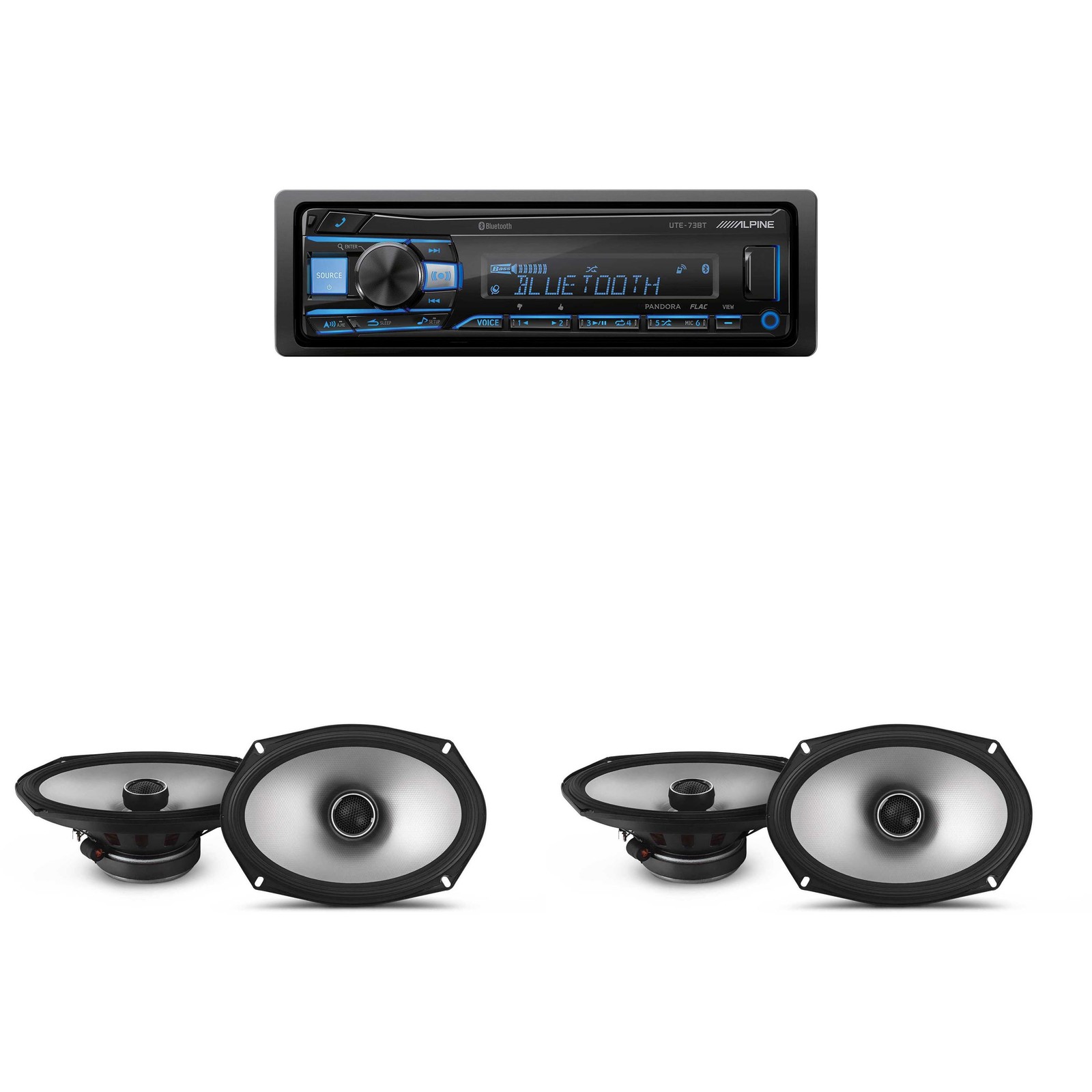 Alpine UTE-73BT Mech-less Digital Bluetooth Media Receiver with 2 Pairs Alpin…