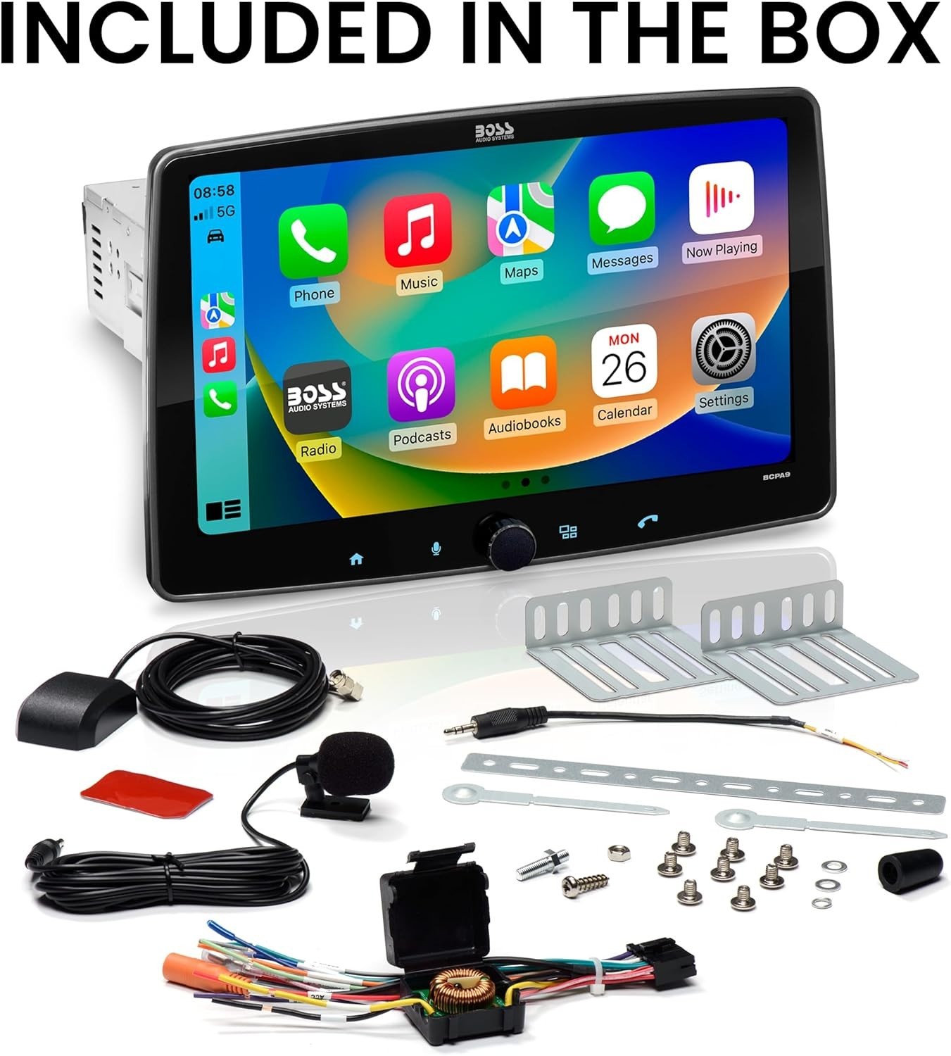 BOSS Audio Systems BCPA9 Single DIN Car Stereo Wireless Apple CarPlay, Android