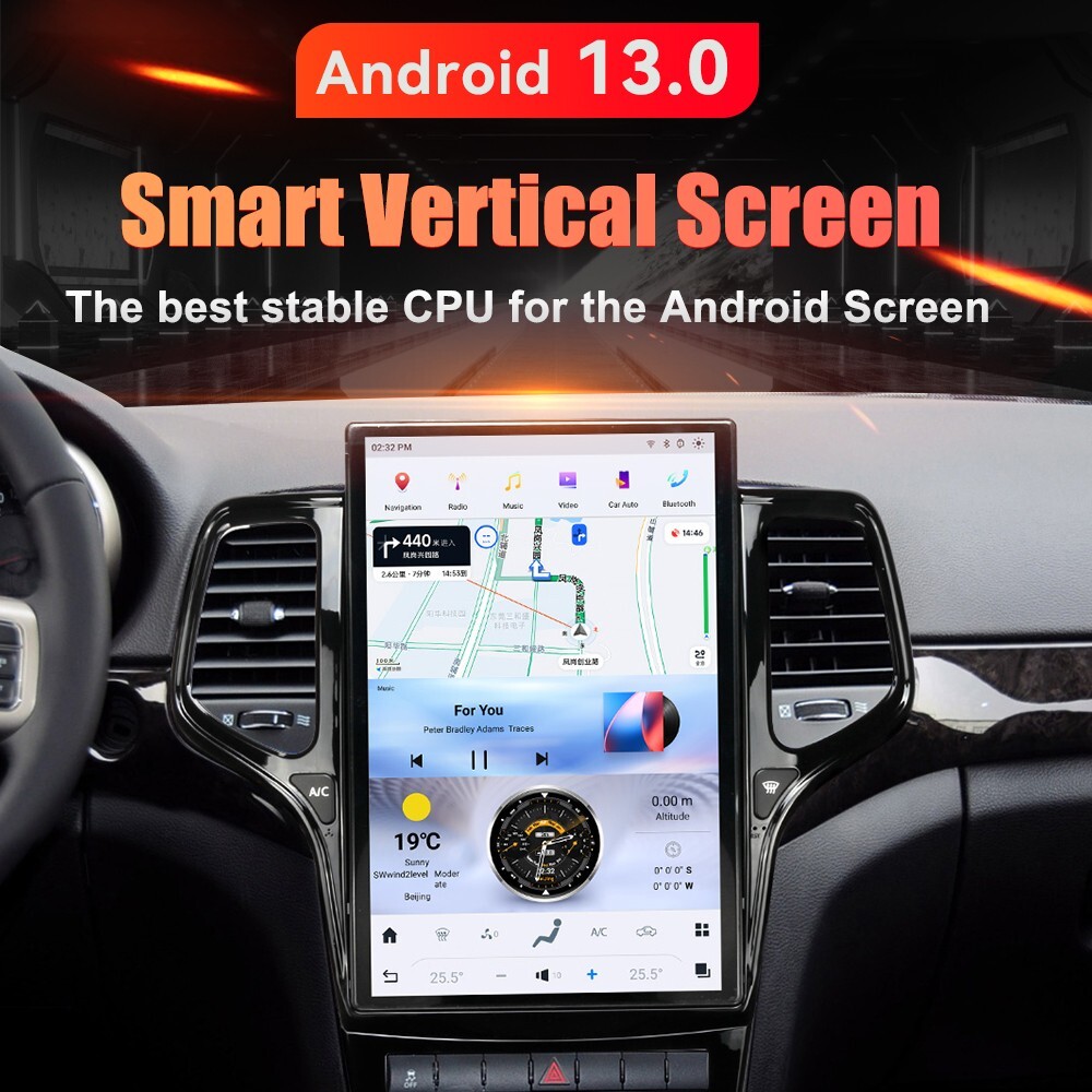Android 13 Car Radio For Jeep Grand Cherokee 2014+ Black Carplay GPS Navi Screen
