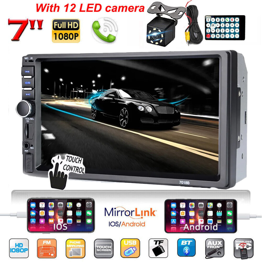 7″ Pantalla Radio Para Carro Auto Con Camara De Reversa Retroceso 2Din Bluetooth