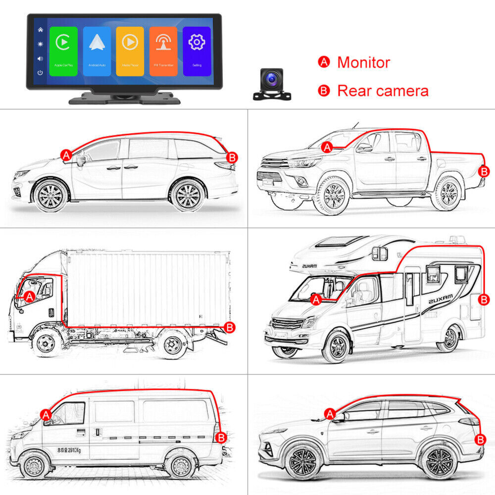 10.26inch 2K Wireless Apple CarPlay Android Auto Touch Screen Car Portable Radio