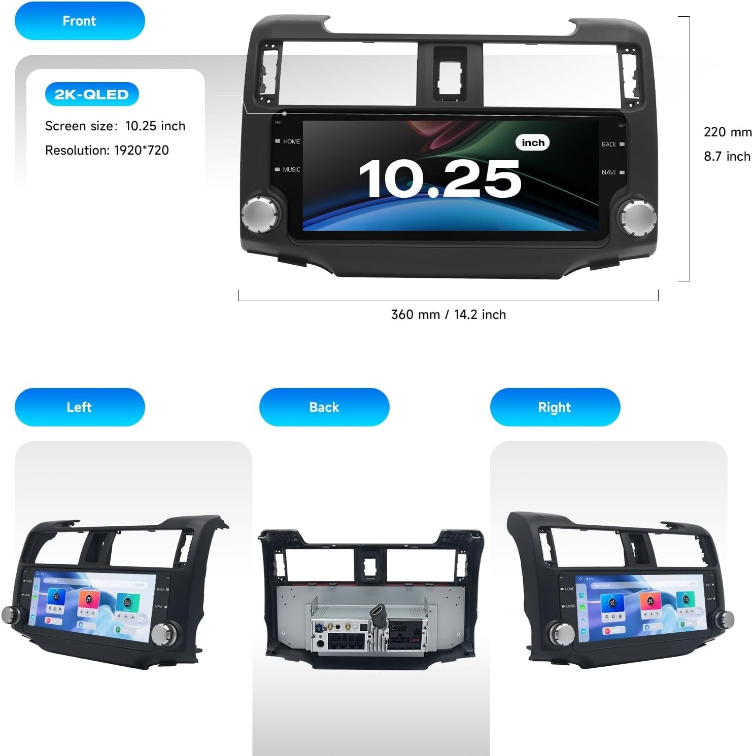Dasaita 10.2″ Apple CarPlay Android 13 Car Radio for Toyota 4Runner 2010-2019 BT
