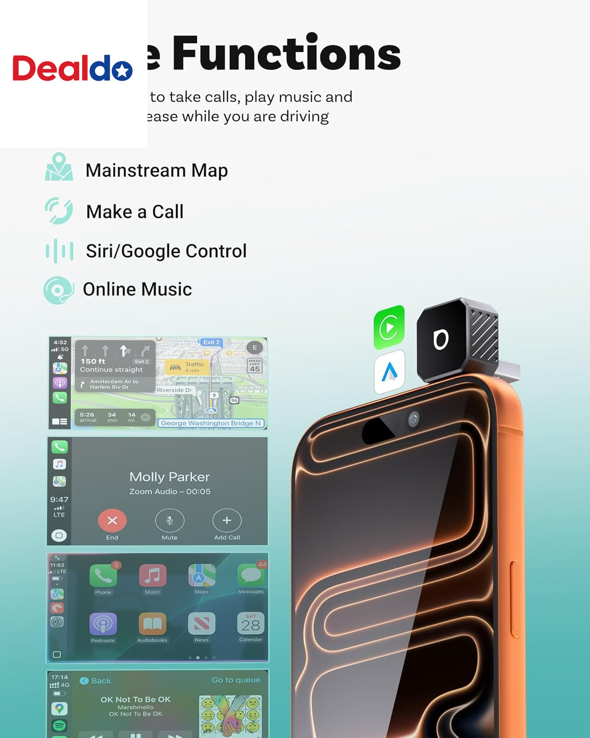 Mini 3.0 Black 2-In-1 Wireless Carplay & Android Auto Adapter – Plug & Play for