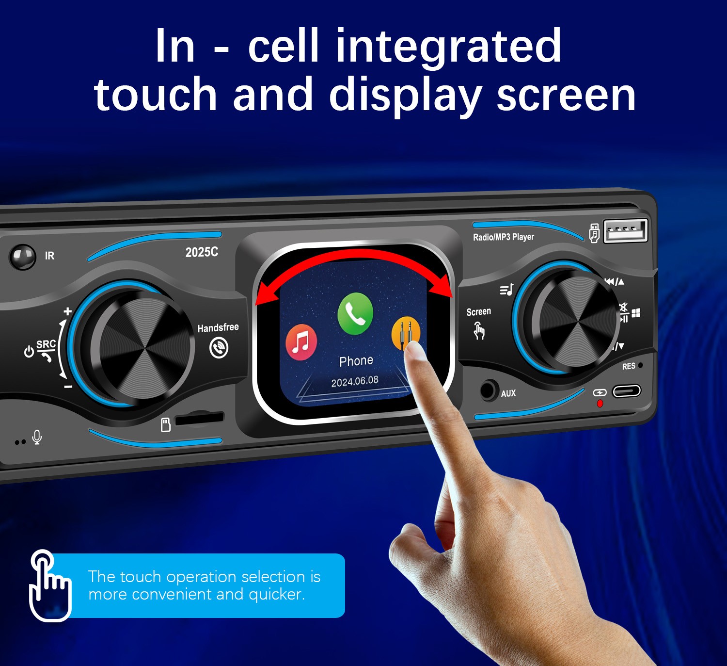 2.17″ Touch Screen Bluetooth Single Din Car Stereo MP3 FM Radio/MP3/SD/AUX/USB