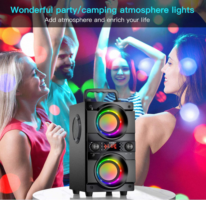 Altavoz Bocinas Bluetooth v5.0 Grandes Para Fiestas Con Radio FM USB Inalambrica