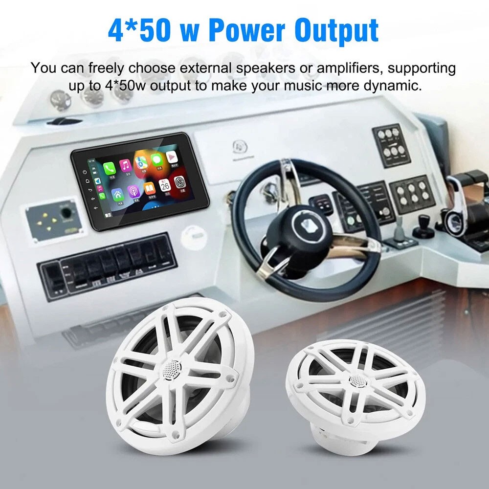 8″ Waterproof Marine Multimedia Player with Wireless Carplay and Android Auto