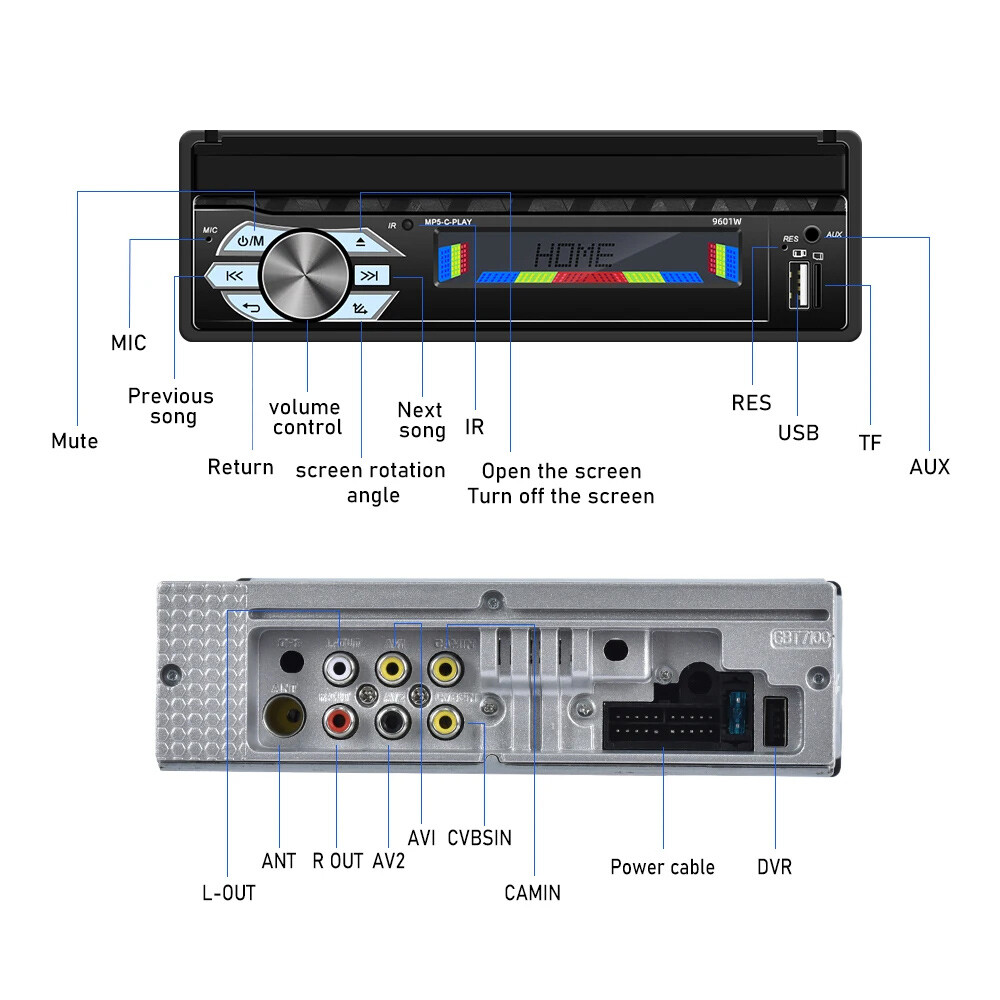 Single 1 Din 7″ Wireless Carplay Touch Screen Car Stereo Radio Telescopic Screen