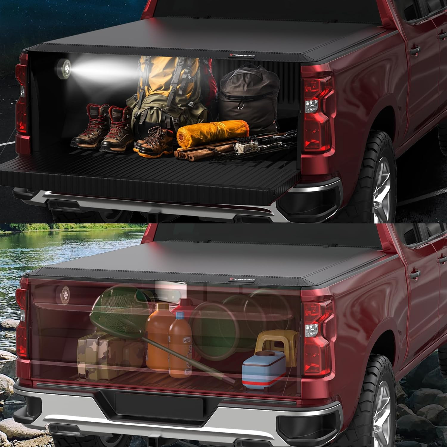 5.5FT Soft Quad Fold Truck Bed Tonneau Cover Compatible for 2014-2026 Toyota Tun