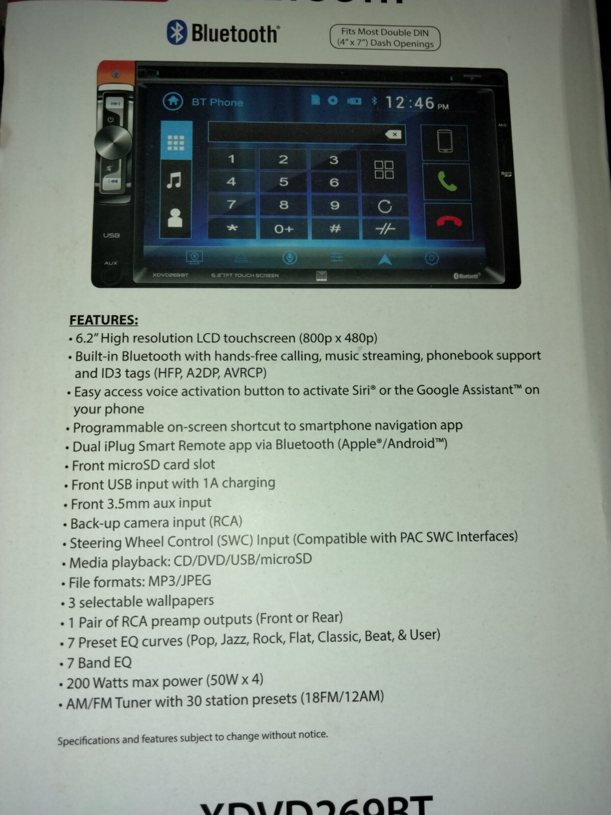 Dual Electronics 6.2″ AV DVD Car Receiver w/ Bluetooth – Black (XDVD269bt)