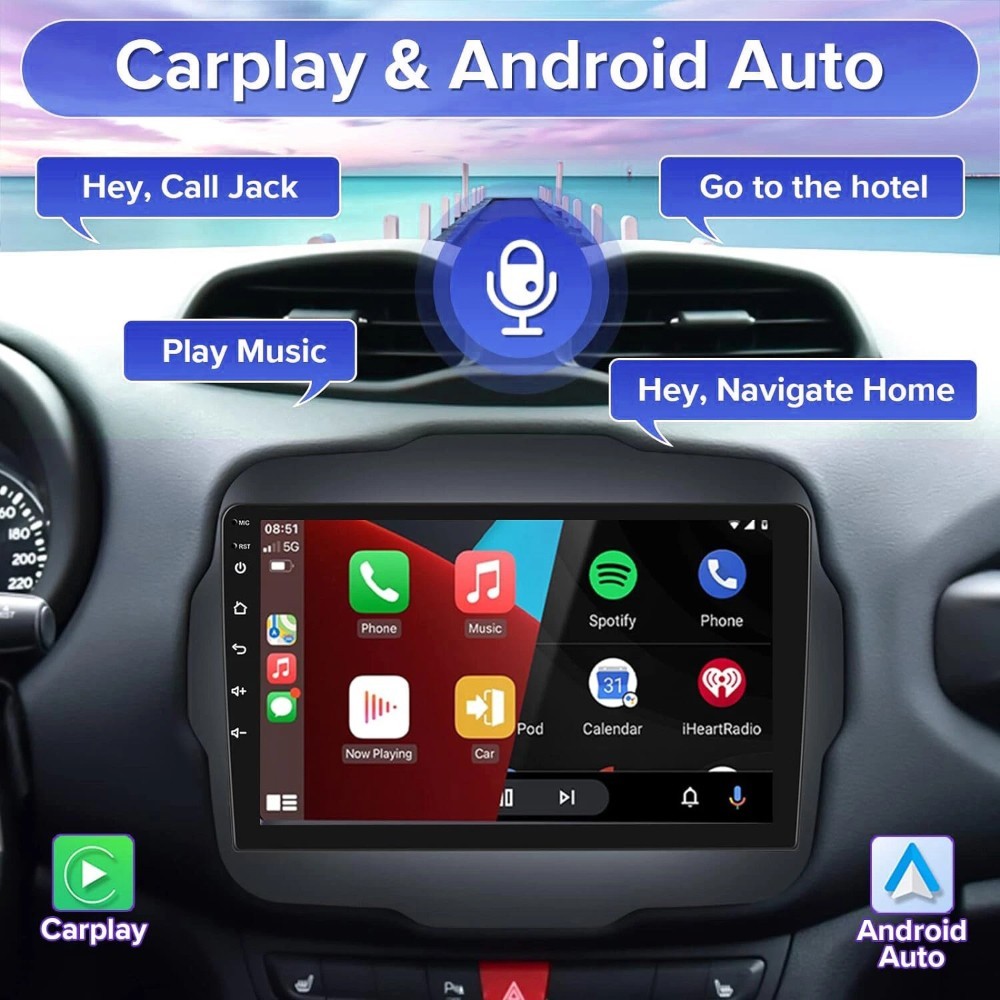 For Jeep Renegade 2015-2020 Apple Carplay Android 15 Car Stereo Radio GPS Navi