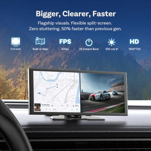 OTTOCAST 11.4″ Wireless CarPlay Android Auto Screen Backup Camera
