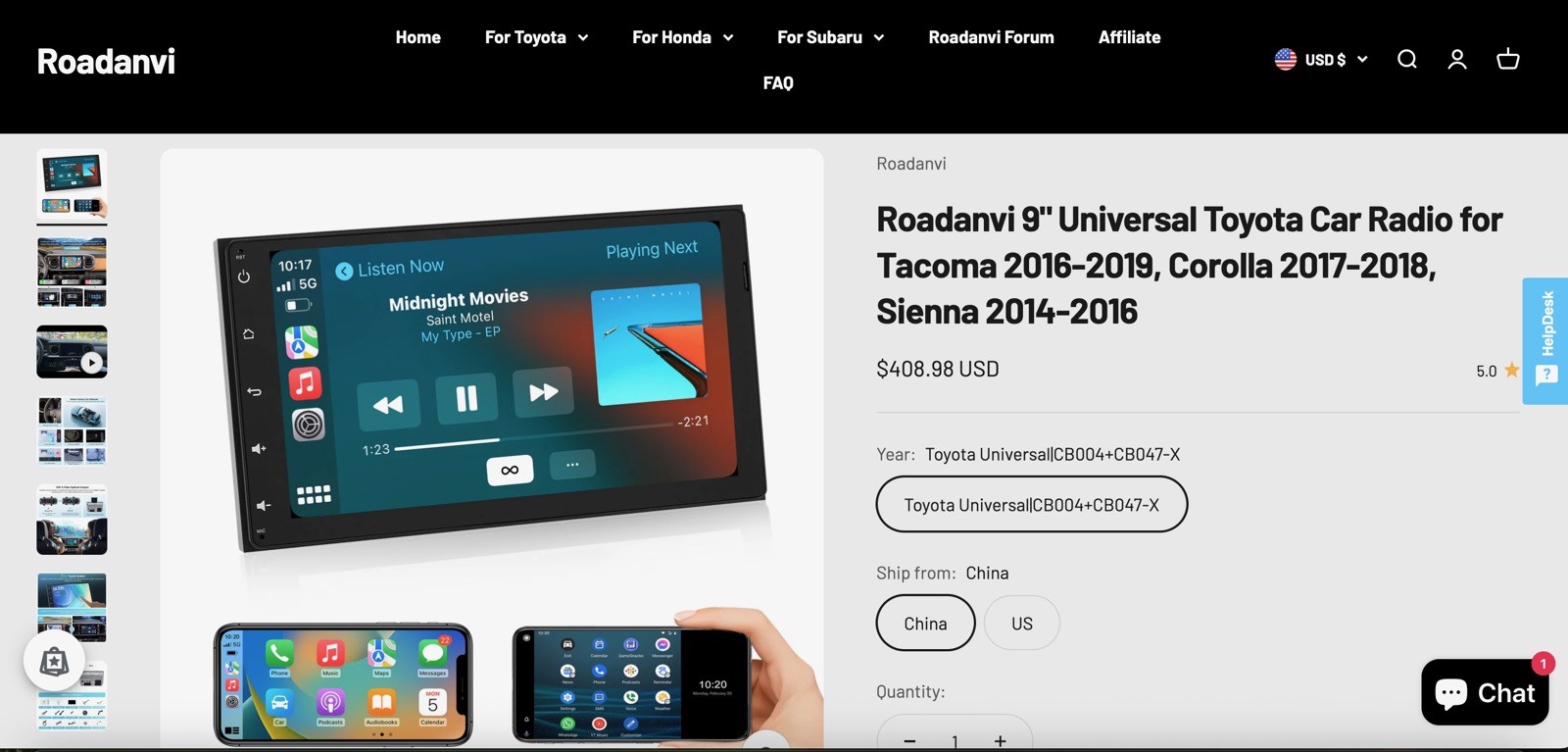 Roadanvi 9” Universal Toyota Car Radio For Tacoma 2016-2019, Corolla 2017-2018
