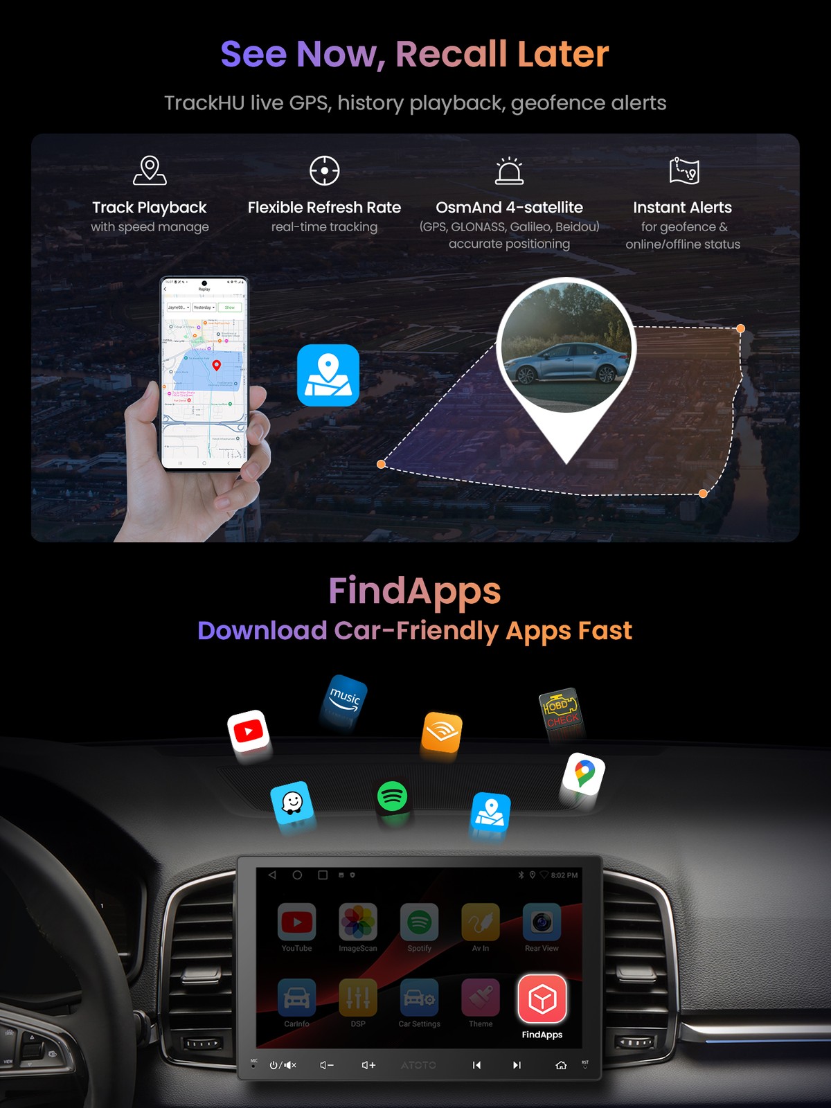 ATOTO A6 PF 9in 2DIN Car Stereo 2+32GB Wireless CarPlay & Android Auto 2BT WiFi