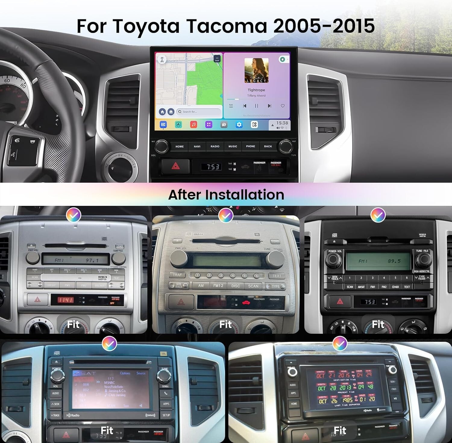 Dasaita 10.2″ Vivid Android 13 Car Radio for Toyota Tacoma 2005-2015 Gyroscope