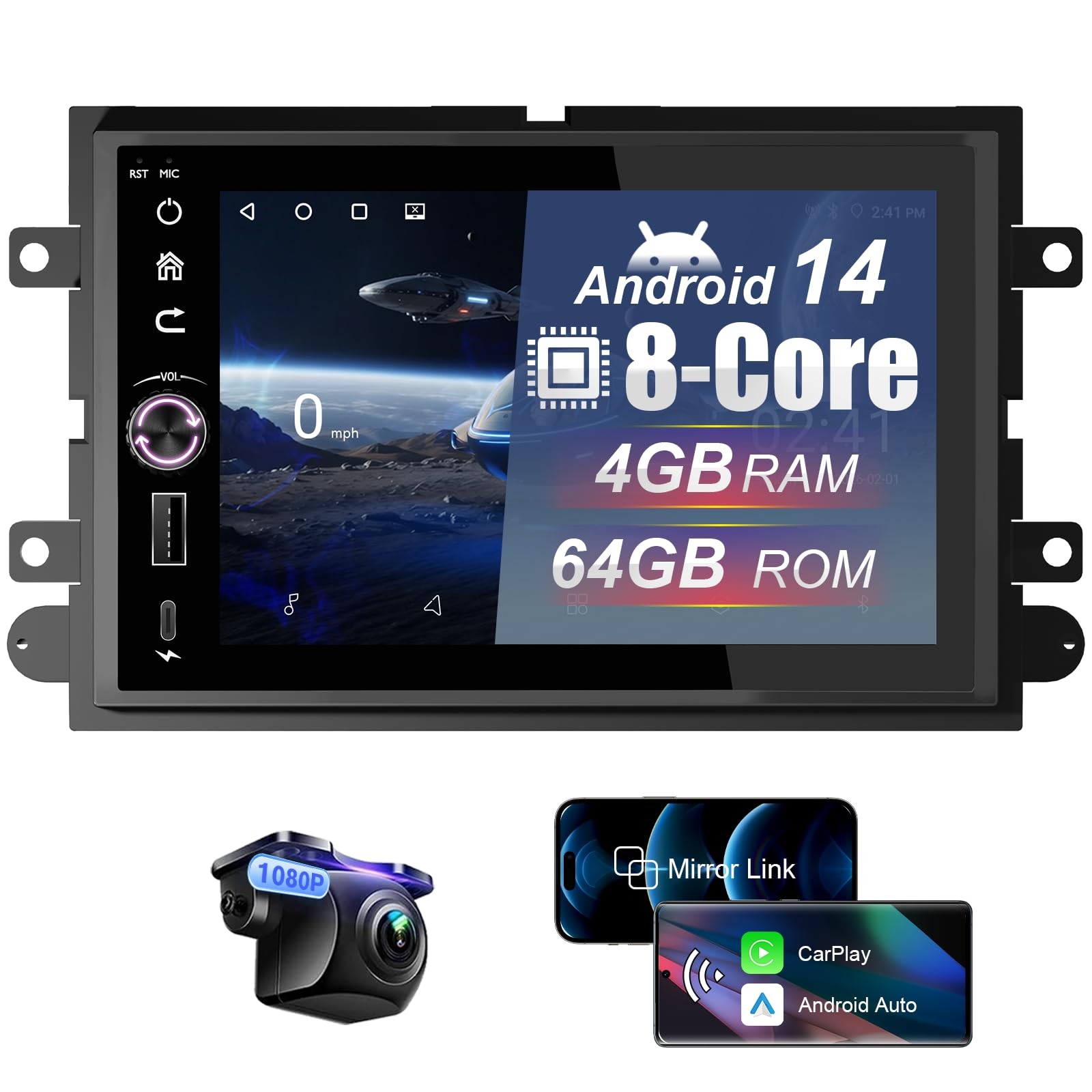 Upgraded Android 14 8 Core 4+64G Car Radio for Ford F150 2004-2008, F250 F350…