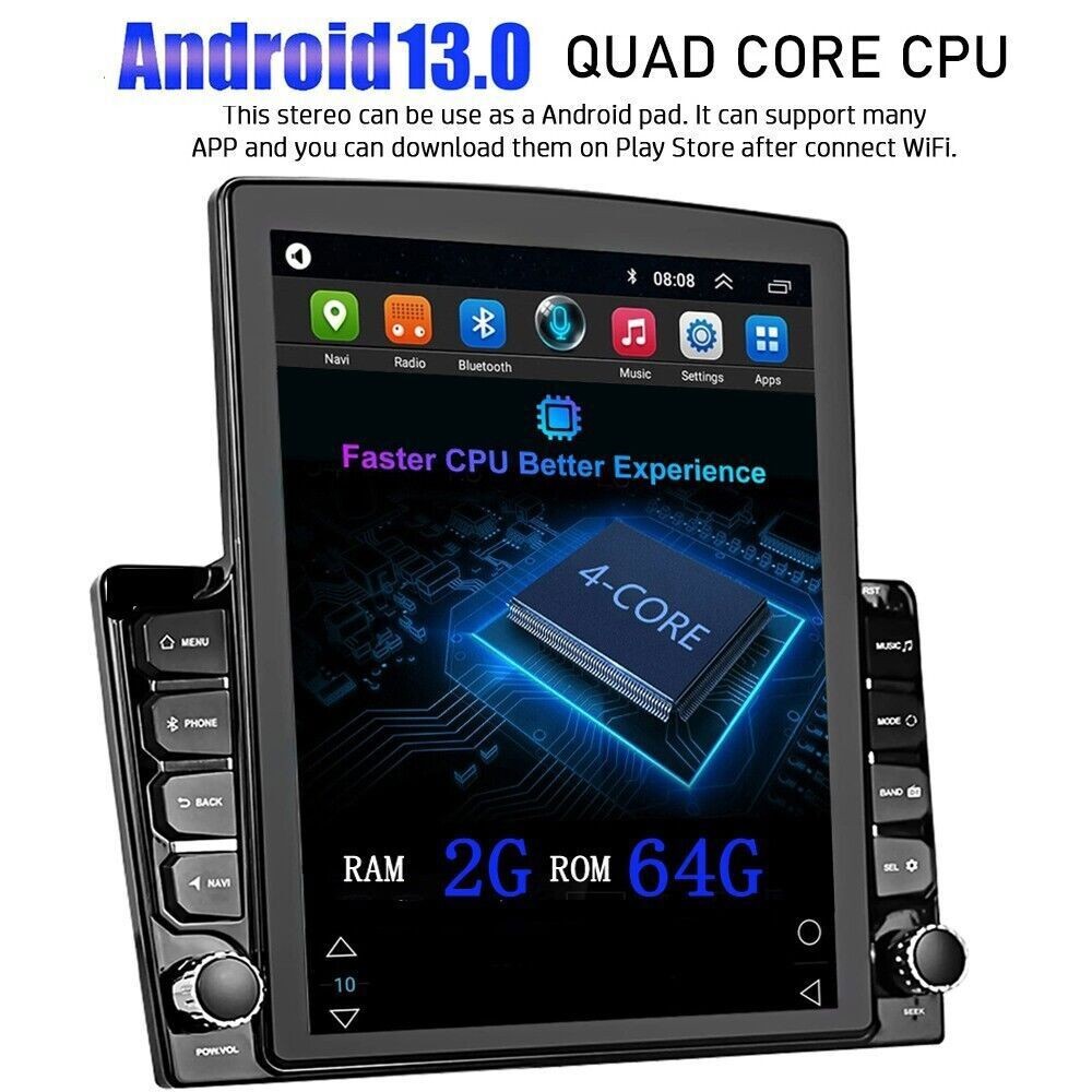 9.7″ Android 13 For CarPlay Radio Estéreo Para Coche GPS Doble 2Din WiFi Auto