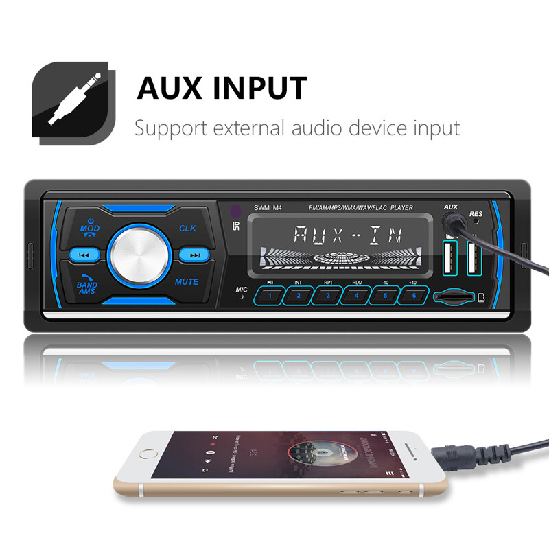 1 Din Car Radio Stereo Bluetooth MP3 Player In-Dash Head Unit hands-free
