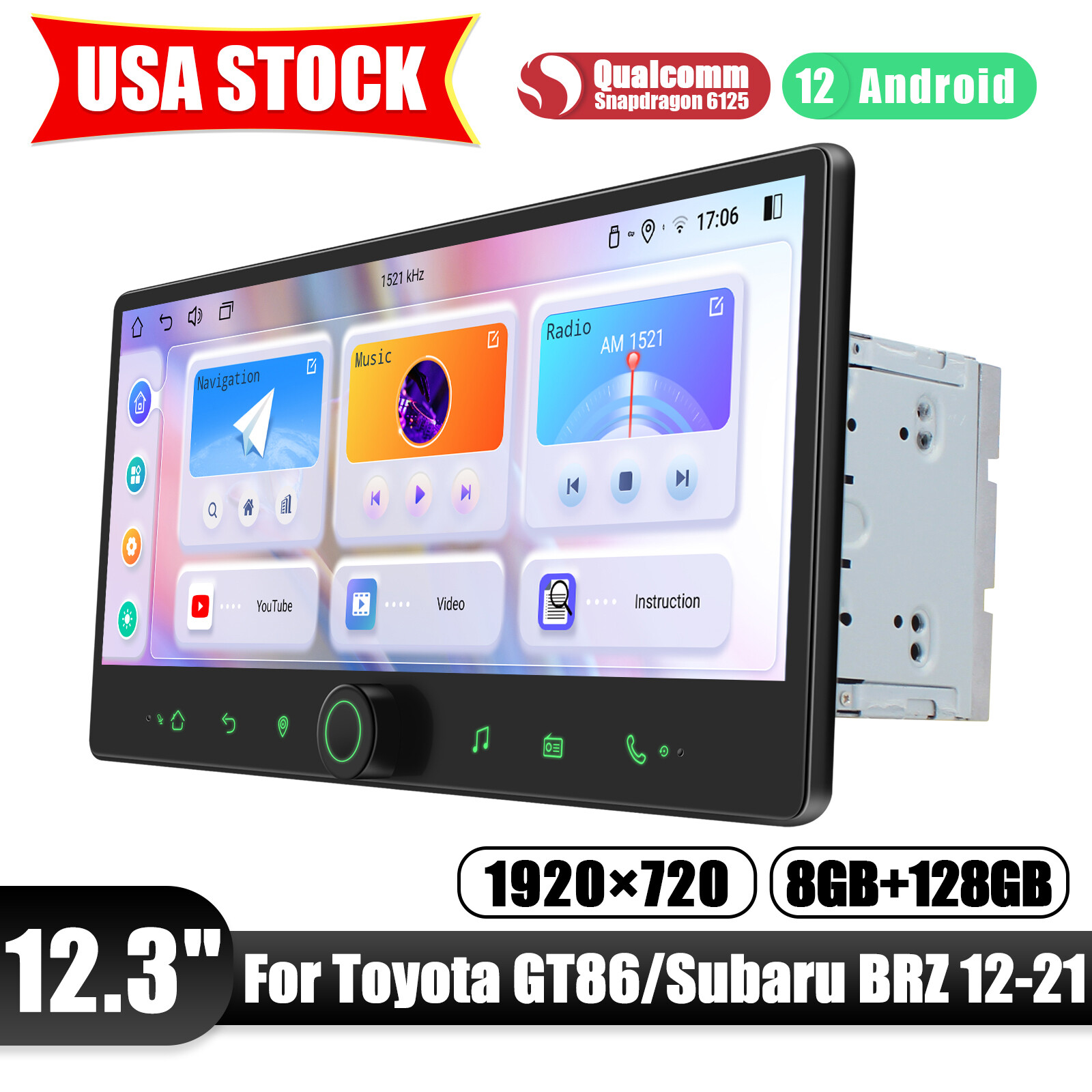 For Toyota GT86/ Subaru BRZ/ Scion FR-S JOYING 12.3 Inch Andriod 12 Car Stereo