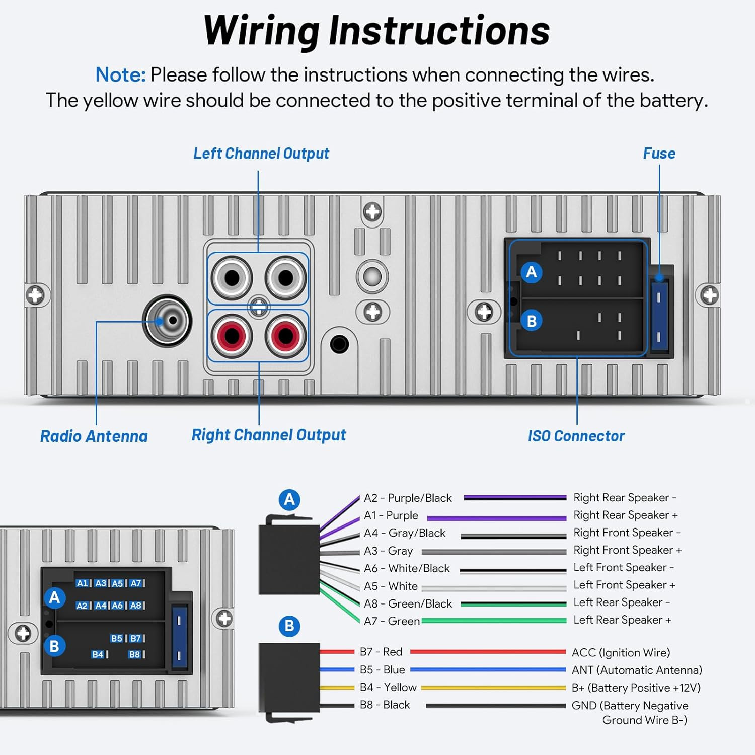 Car Radio Bluetooth with Type-C/Usb Port, FM/AM Single Din Car Stereo Radio wit