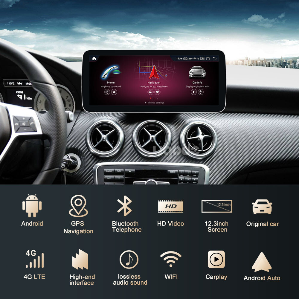12.3″ Android13 Screen Display 8+128GB Carplay Mercedes Benz A CLA GLA 2012-2015