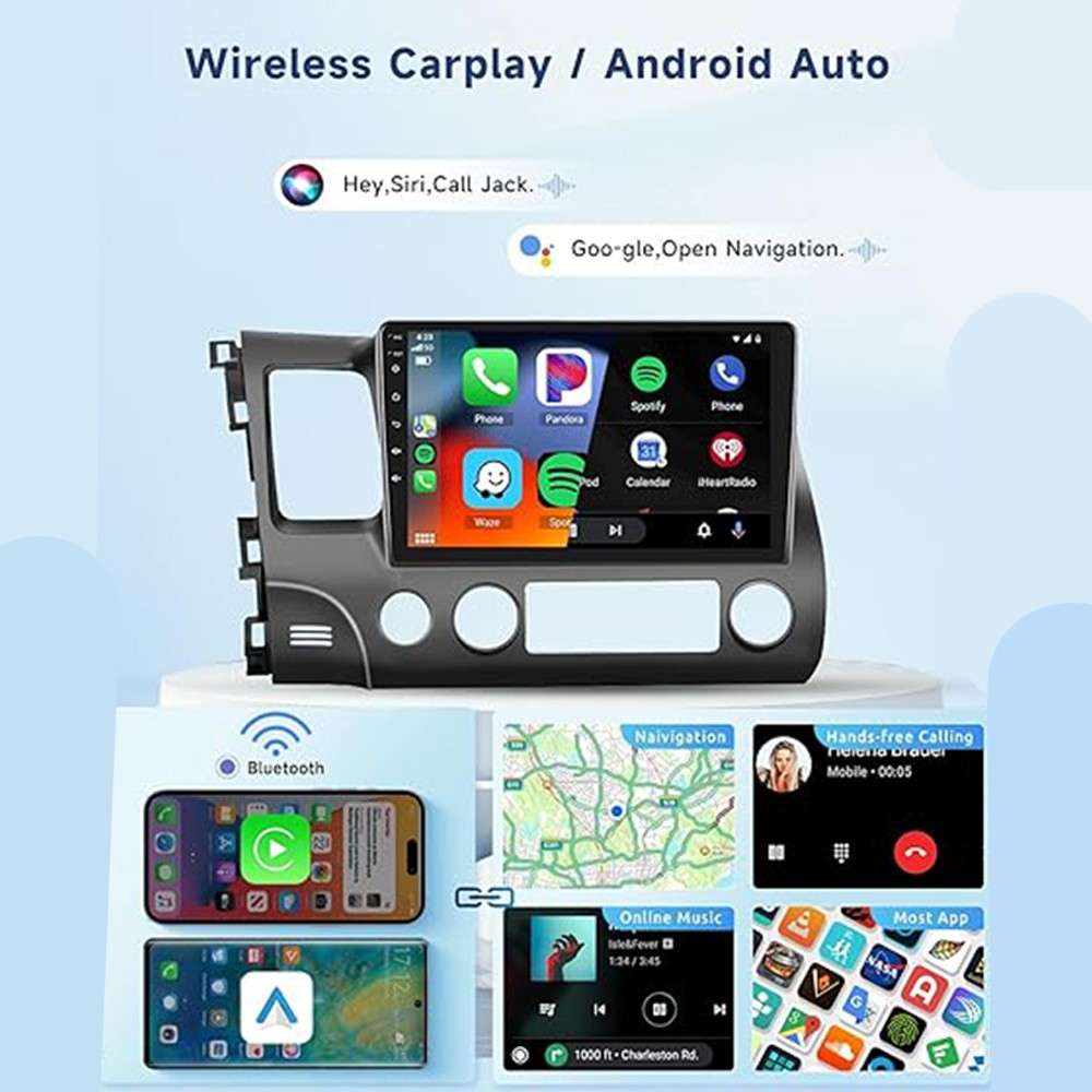 IPS Android 12 Car Stereo 10.1” Honda Civic 2006-2011 Wireless CarPlay