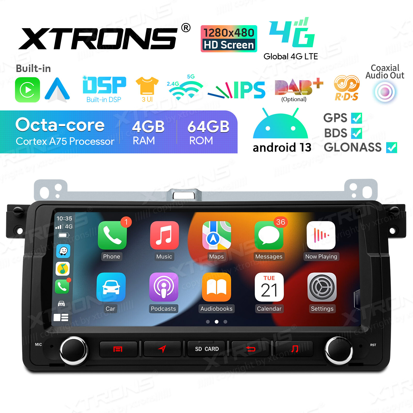 DVR+ For BMW E46 320 325 328 M3 Android 13 Car Radio GPS Stereo Navi 4G WIFI SWC