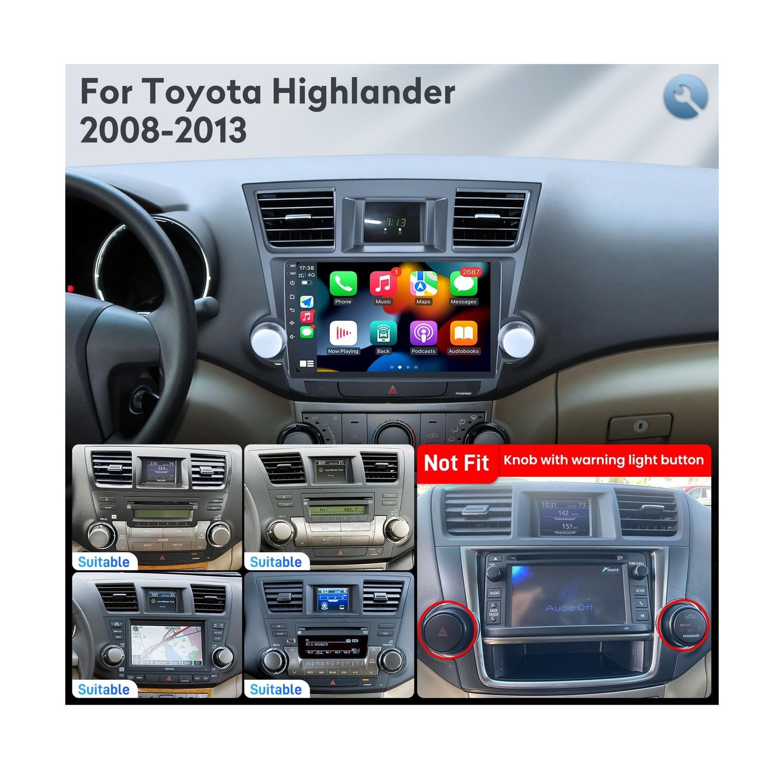 4G+64G for Toyota Highlander Radio (2008-2013): Car Stereo Replacement with W…