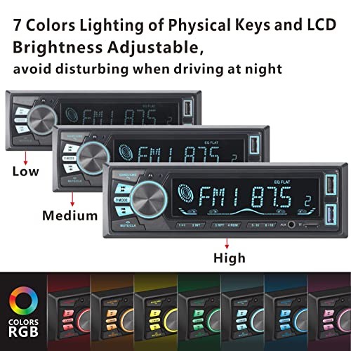 Car Stereo Bluetooth LCD Audio Radio with Brightness Adjustment APP Single Din