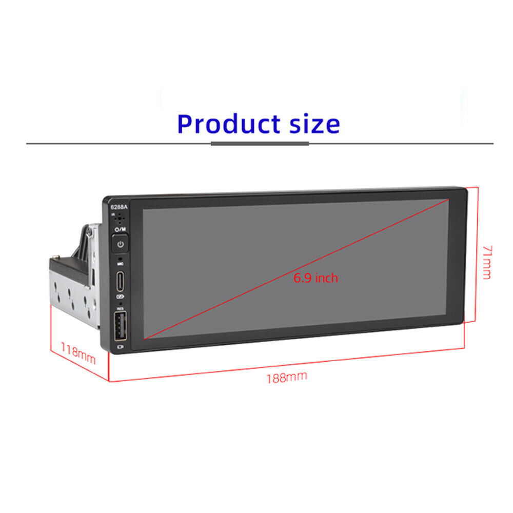 Single 1 DIN Car Radio GPS NAVI WiFi Carplay 6.9Inch Stereo Player Android 2+32G