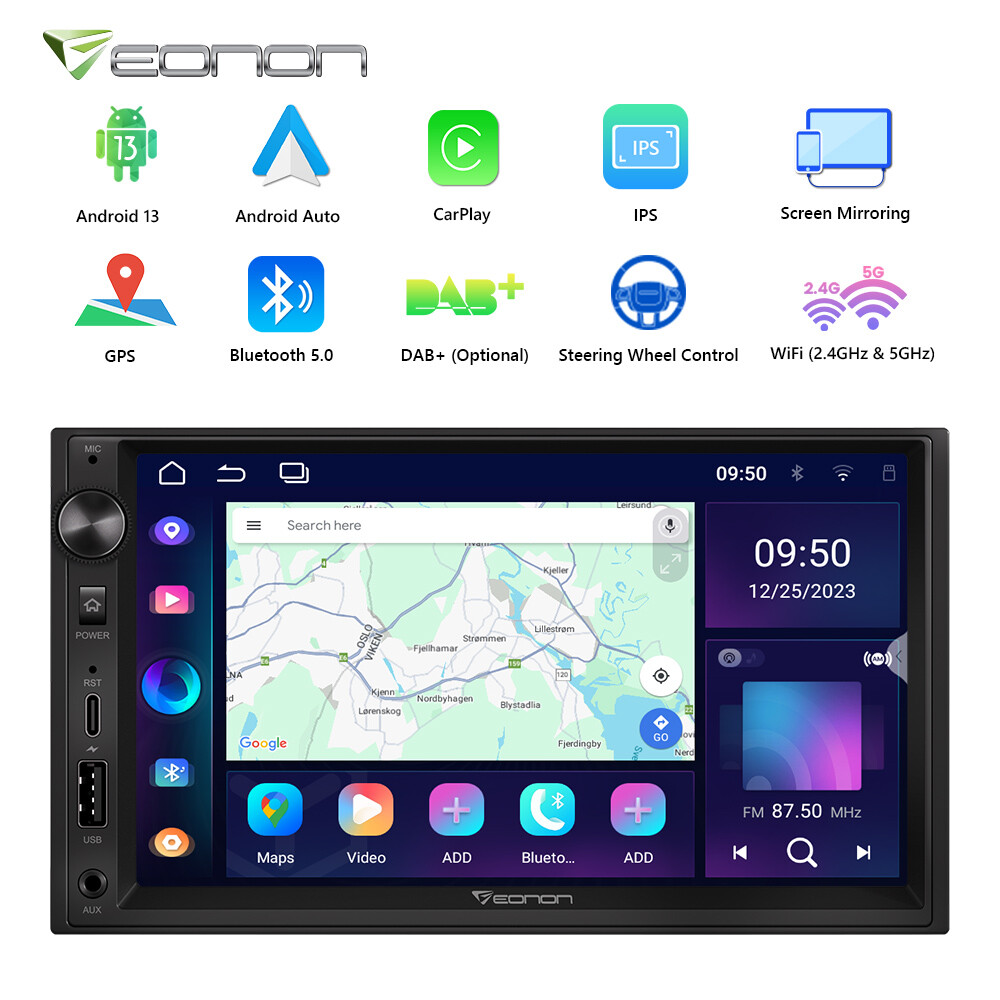 Eonon UA13 Double 2Din 7″ Android 13 Car Stereo Radio CarPlay Bluetooth Receiver