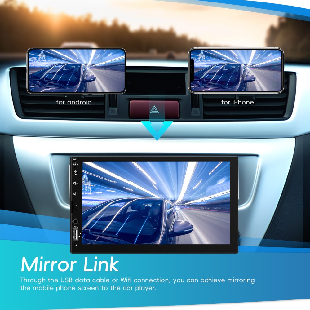7″ Single 1Din Touch Screen Car Stereo Radio USB BT Android auto Carplay +Camera