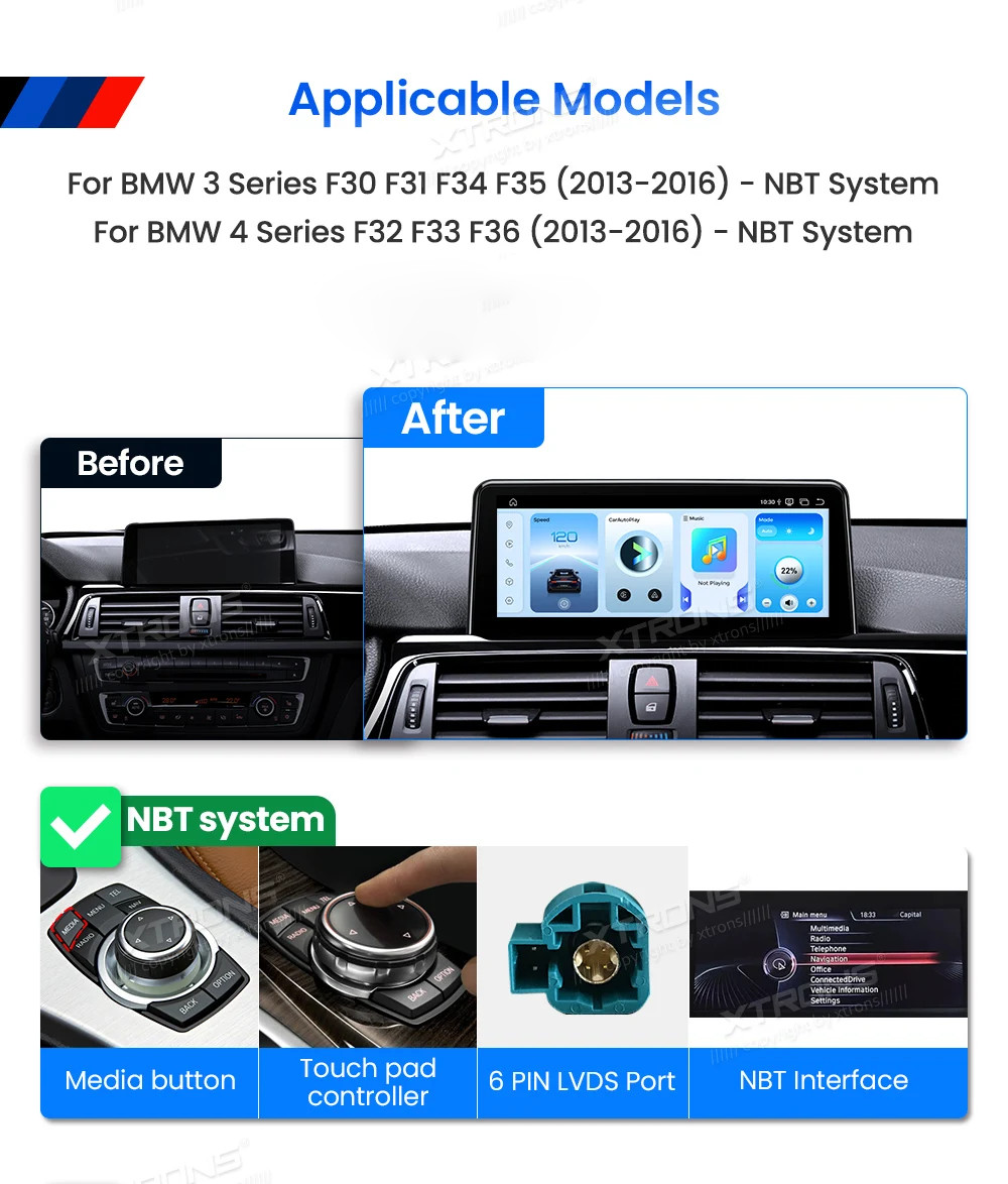 CarPlay TouchScreen For BMW 3/4 Serie F30 F31 F32 F33 F34 F36 13-16 Yotube NBT