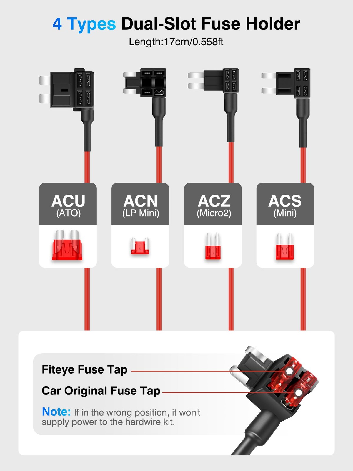 Fiteye Dash Cam Hardwire Kit, 11.5ft Type C USB Port Converts 12V-24V to 5V, Das