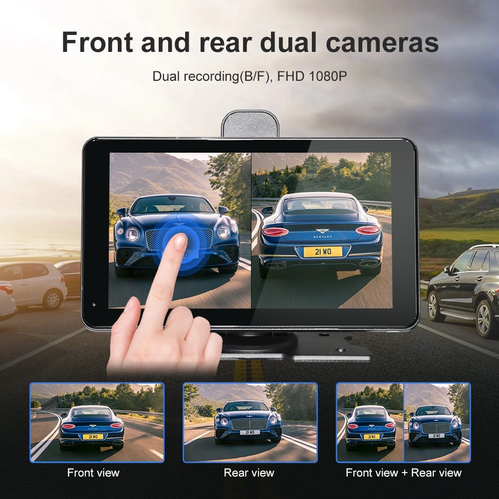 Clearance! 7″ Apple CarPlay DVR with 1080P Dual Dash Cam – iPhone Only