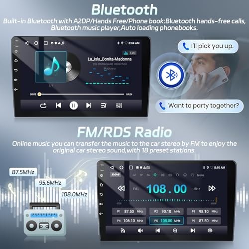 [2+64G] Wireless CarPlay Double Din Car Stereo Radio with Android Auto 9 Inch