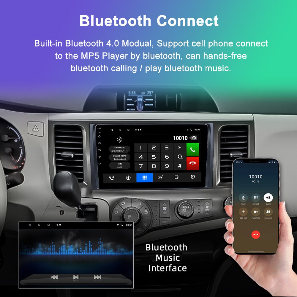 For Toyota Sienna 2011-14 Android 13 Car Stereo Radio GPS NAv Apple Carplay+Cam