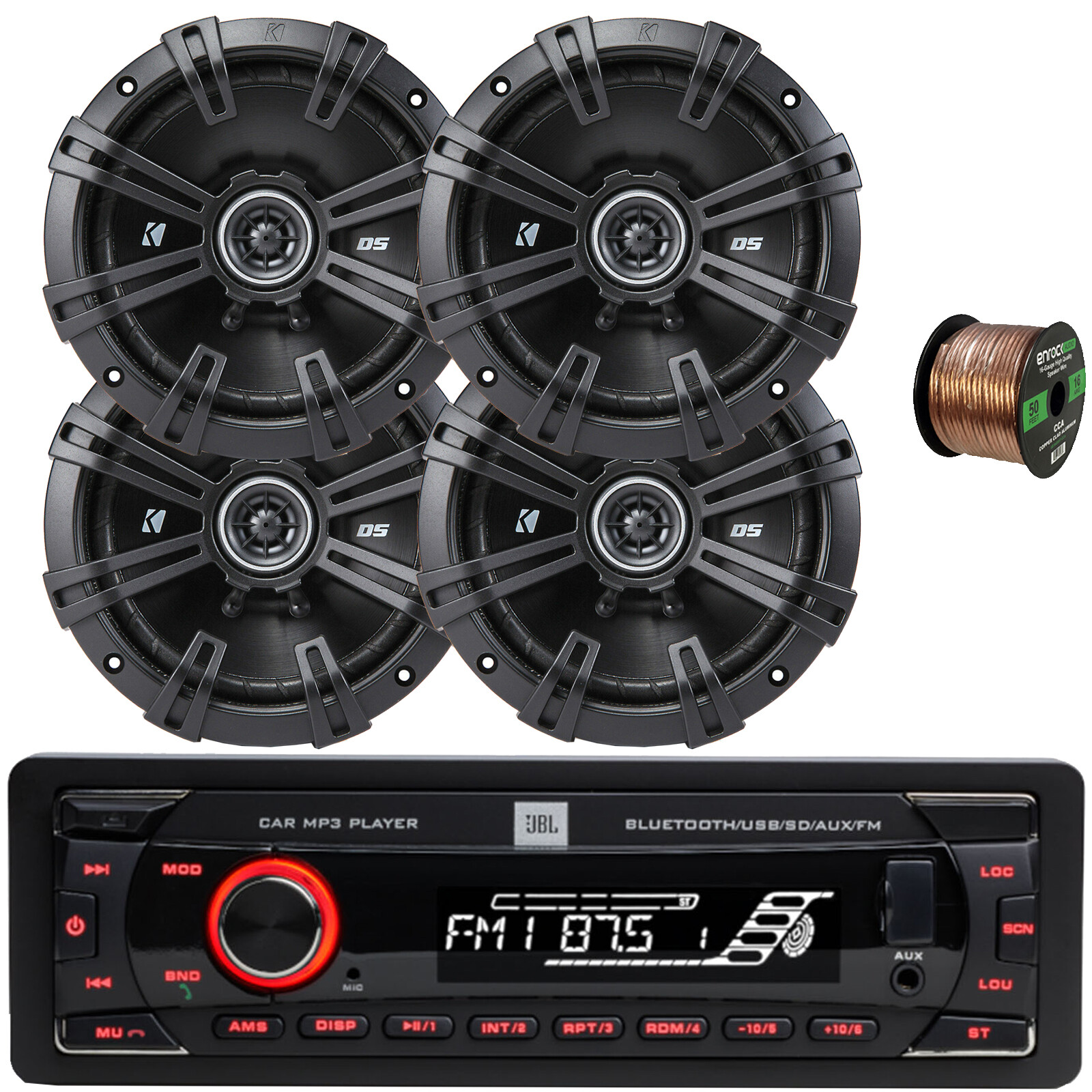 JBL Celebrity100 1-DIN Bluetooth SD/MP3 Radio, 4x 6.75″ 240W 2-Way Speakers