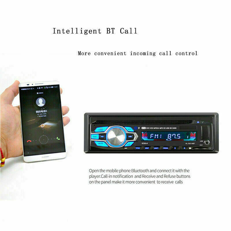 Single 1 Din Car Radio DVD CD MP3 Player Audio Stereo USB FM Bluetooth In-dash