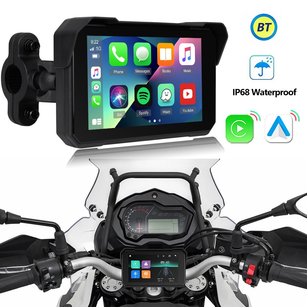 5″ Wireless CarPlay Android Auto Waterproof Motorcycle Portable Screen Navigator