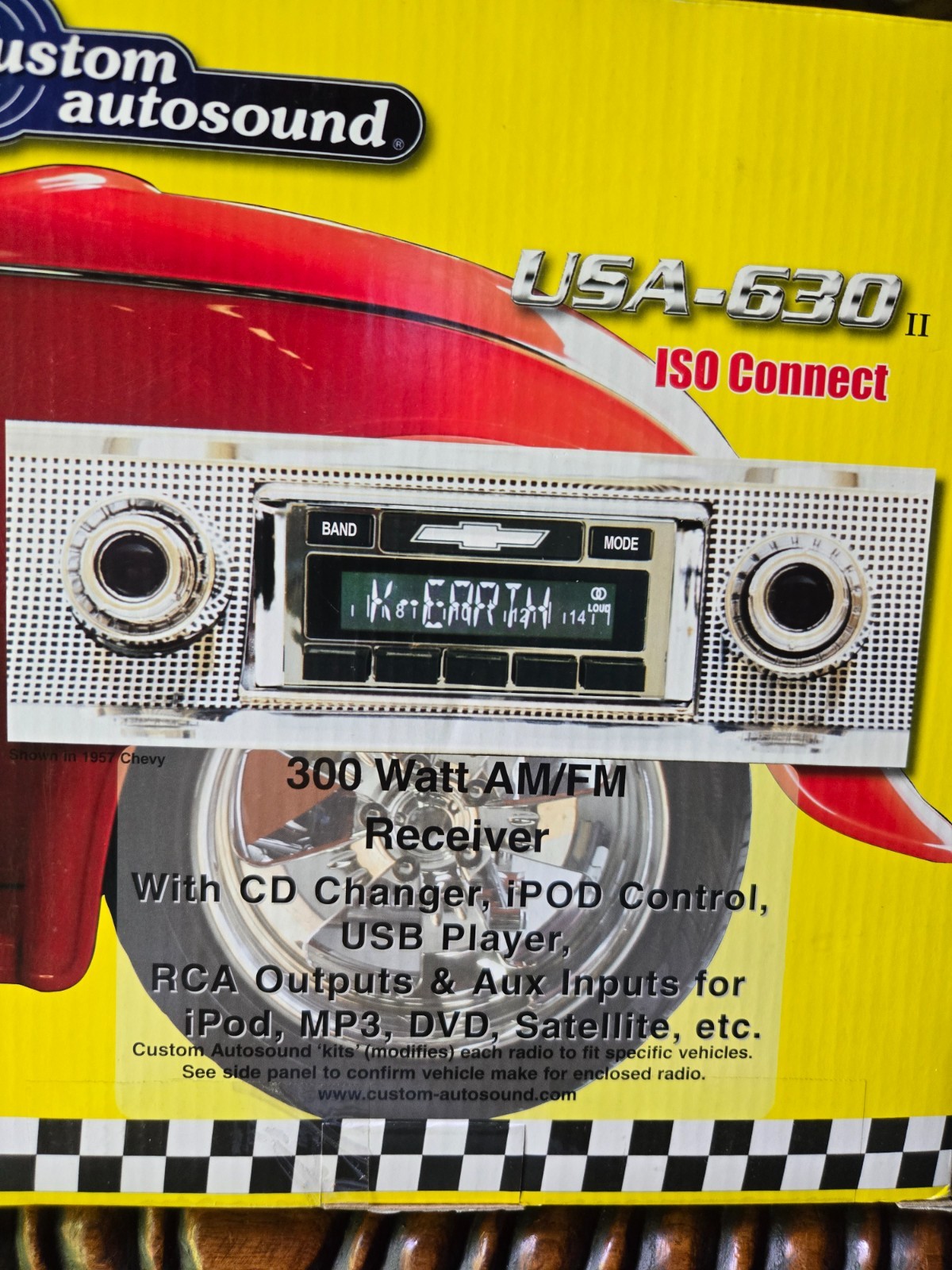 Custom Autosound USA-630 II 1 DIN 300W AM/FM Radio Receiver USB Aux Input