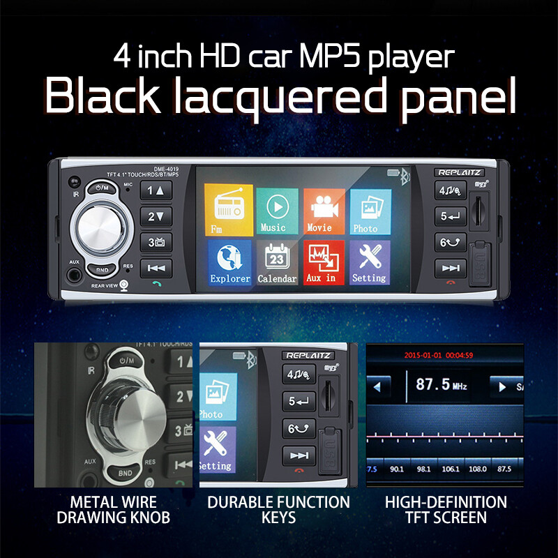 4.1” 1Din Car MP5 Player Radio Bluetooth TF FM RDS Stereo Remote Control Camera