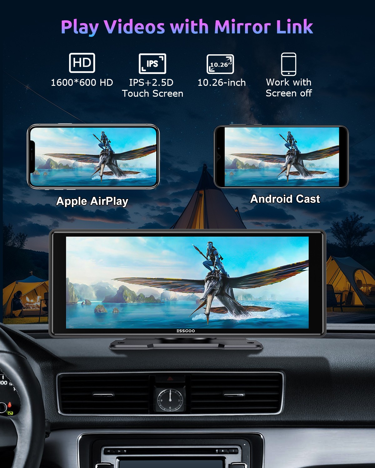 10.26 Inch IPS Touch Screen Car Portable Apple CarPlay Tablet Android Auto Radio