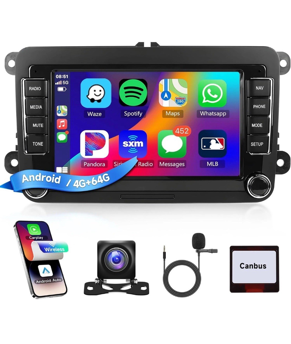 YMT Android Car Stereo Radio VW Golf Jetta Passat Tiguan CarPlay GPS CANBUS