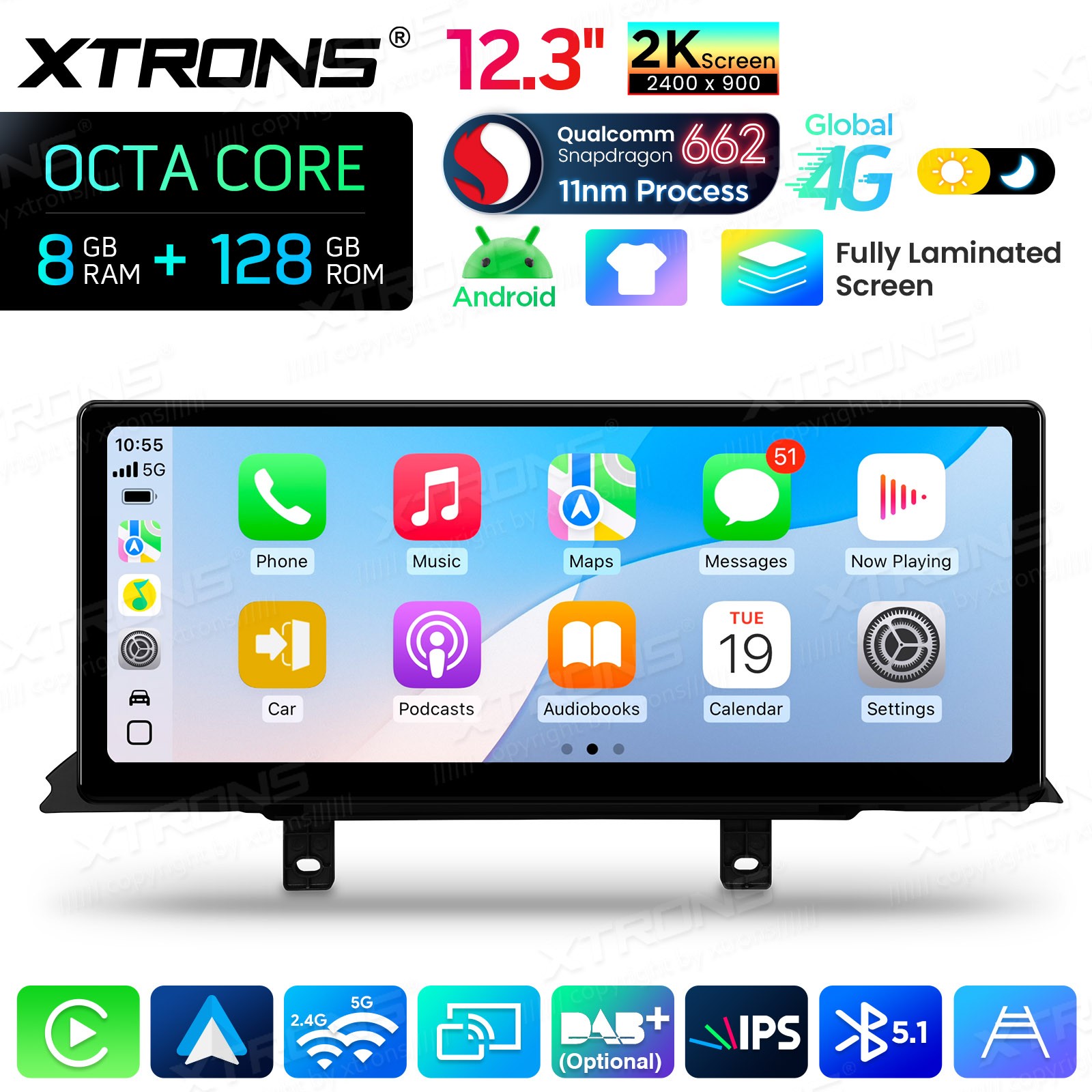 For BMW F30 F31 F32 F33 F36 Android Navigation 12.3″ Screen 2K IPS 8G 128GB WiFi