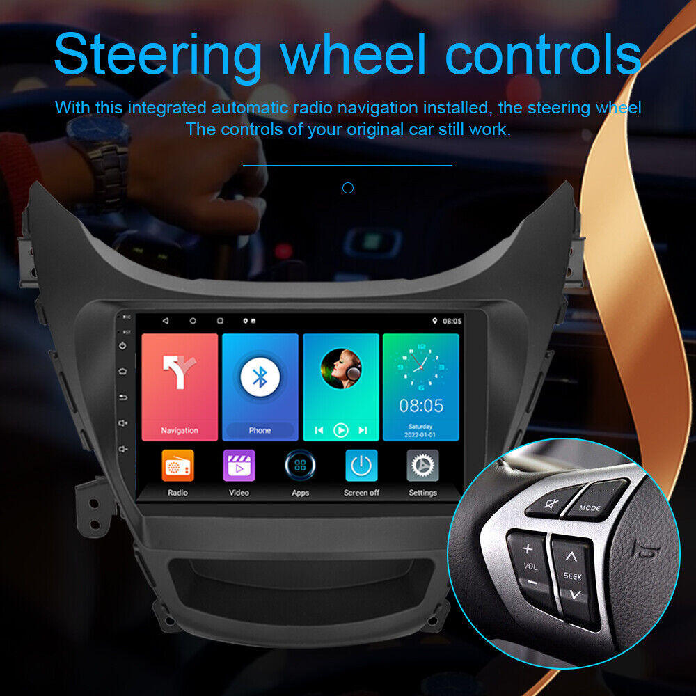 64G Bluetooth Radio Touch Screen Carplay GPS Cam For Hyundai Elantra 2011-2013